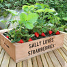 Personalised Wooden Half Crate Planter with Strawberry Seeds